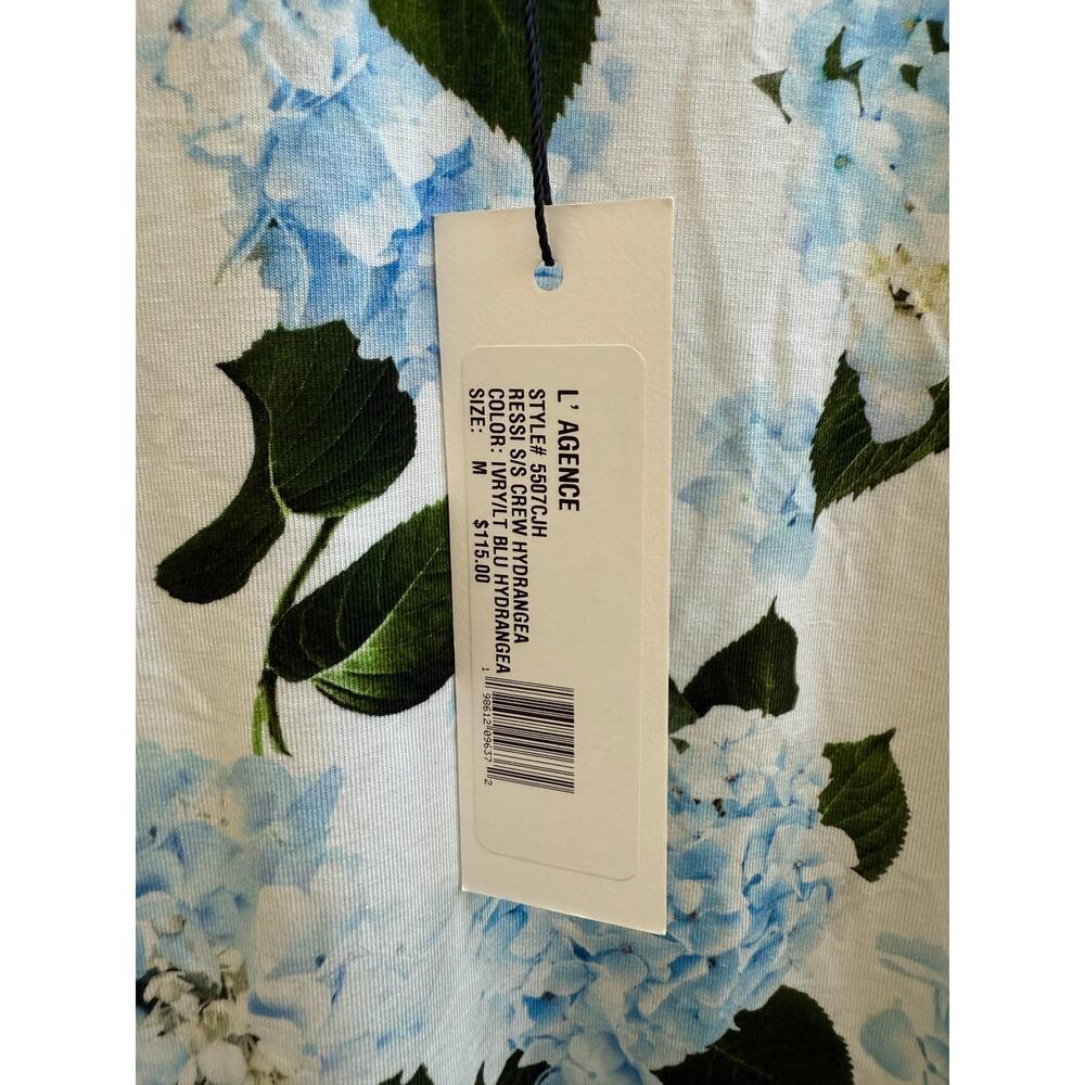 L'AGENCE Classic Tee -  Ressi Fitted Crewneck Hydrangea Floral - Size M - Picture 5 of 6